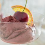 Cocoa and fresh cherry mousse